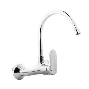 Kohler Kumin Wall-mount Sink Tap for Kitchen - Polished Chrome Finish - Single Lever Kitchen Faucet