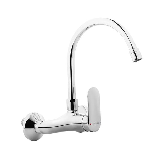 Kohler Kumin Wall-mount Sink Tap for Kitchen - Polished Chrome Finish - Single Lever Kitchen Faucet