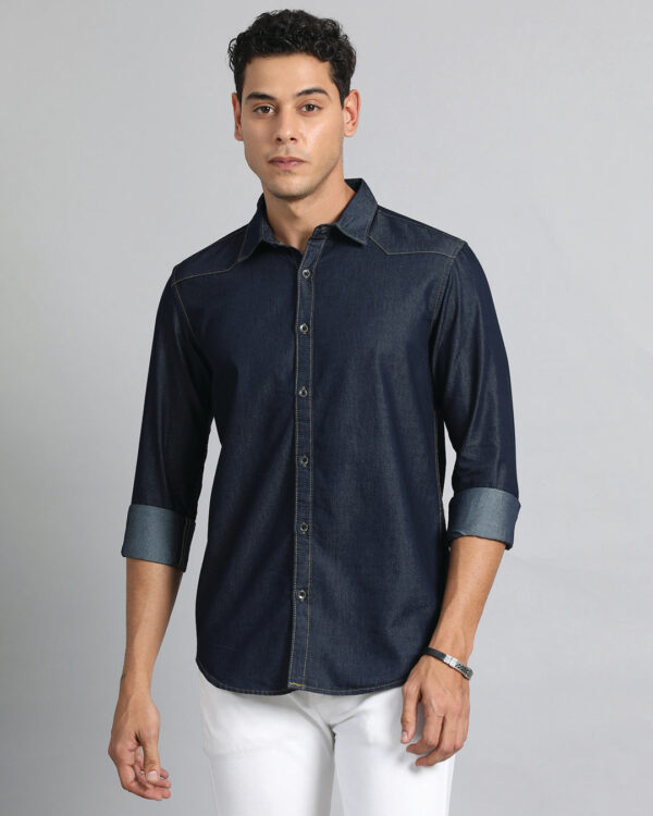 Men's Dark Blue Denim Shirt